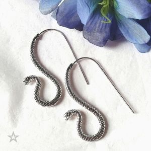 SNAKE EARRINGS - SILVERTONE - 2 1/4" LONG